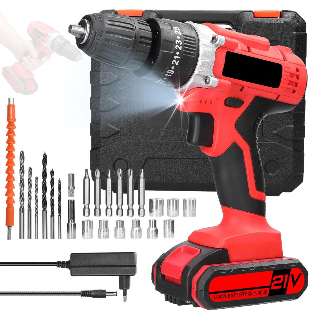 Household 3in1 Multifuctional Electric Drill Handheld Lithium Screwdriver 21V Impact Drill Brushed