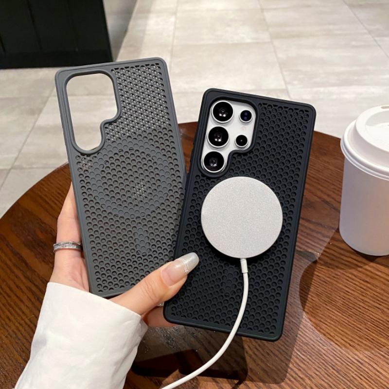 Magnetic For Magsafe Cooling Breathable Shell Case For Samsung S25 S24 S23 Ultra S22 Plus FE Shockproof Heat Dissipation Cover