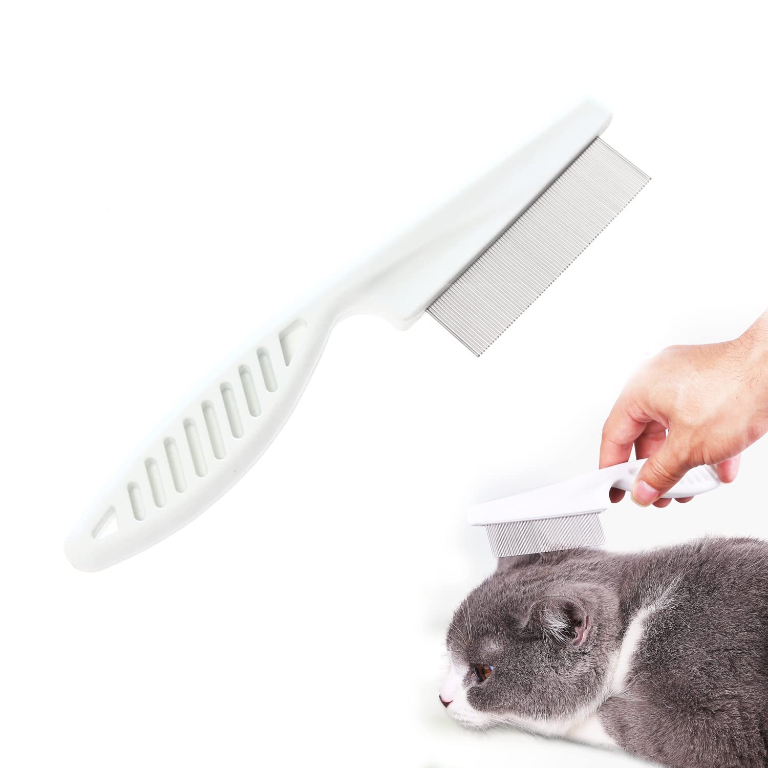 

RICISUNG Расческа от блох из нержавеющей стали для домашних животных для собак и для ухода за шерстью, гребень-очиститель для удаления шерсти, кошек, щетка,