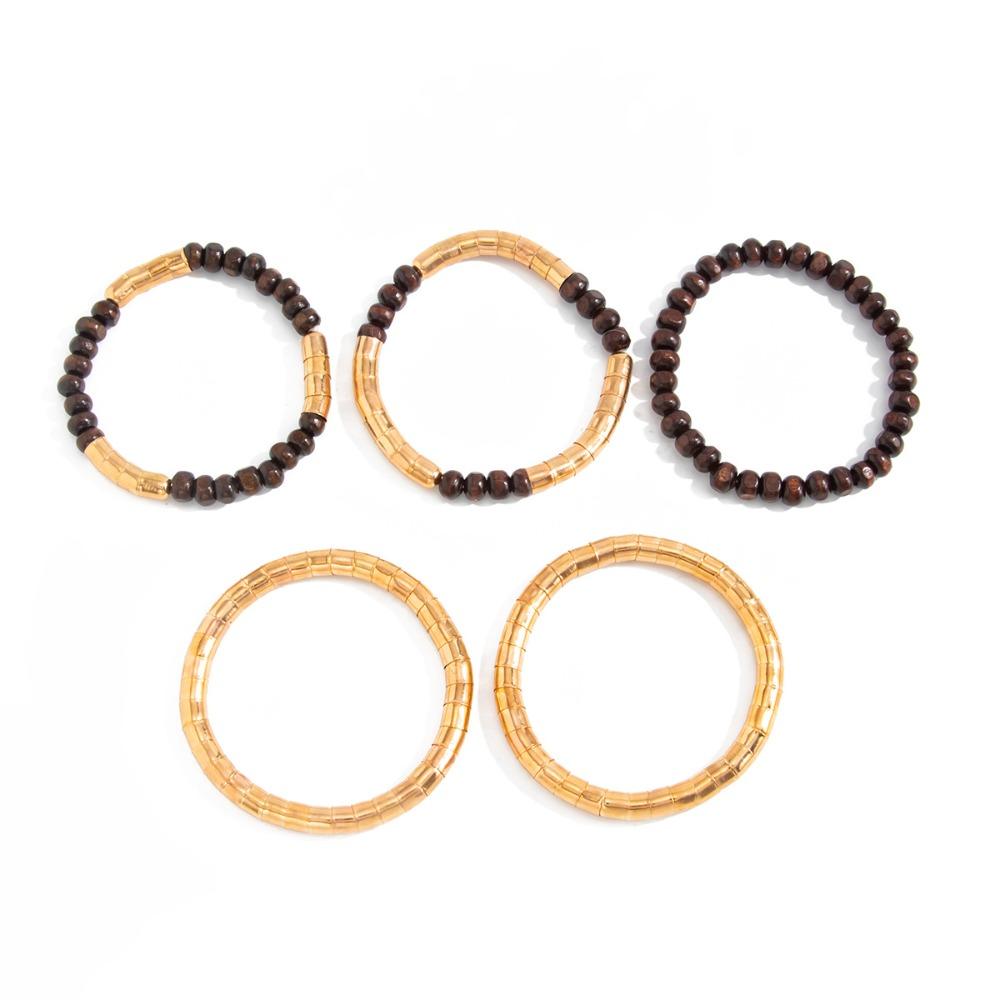 Handmade Versatile Splicing Wooden Bead Retro Bracelet Set with Universal Design for Men and Women
