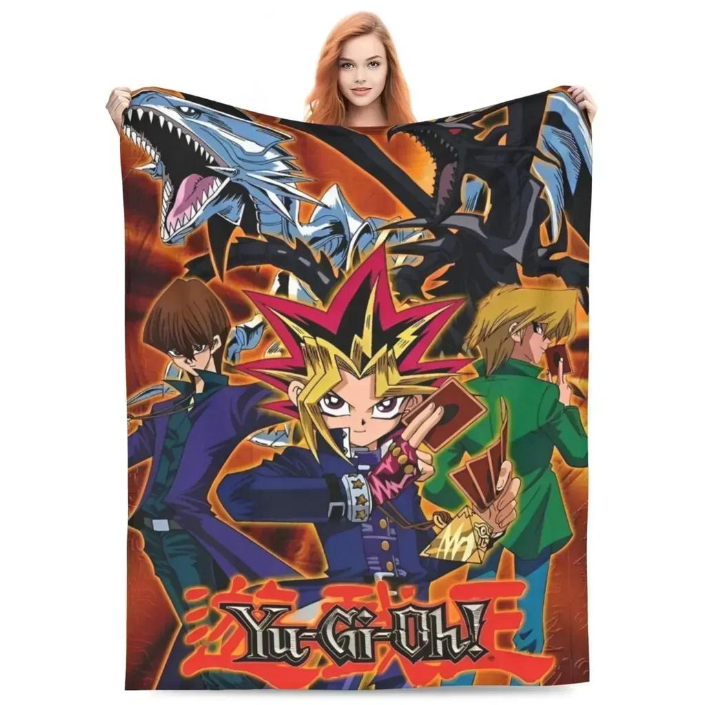 Blauäugiger Weißer Drache Decken Japanischer Anime Yu-Gi-Oh Flauschig Lustig Warme Überwurfdecke für Zuhause Restaurant Winter