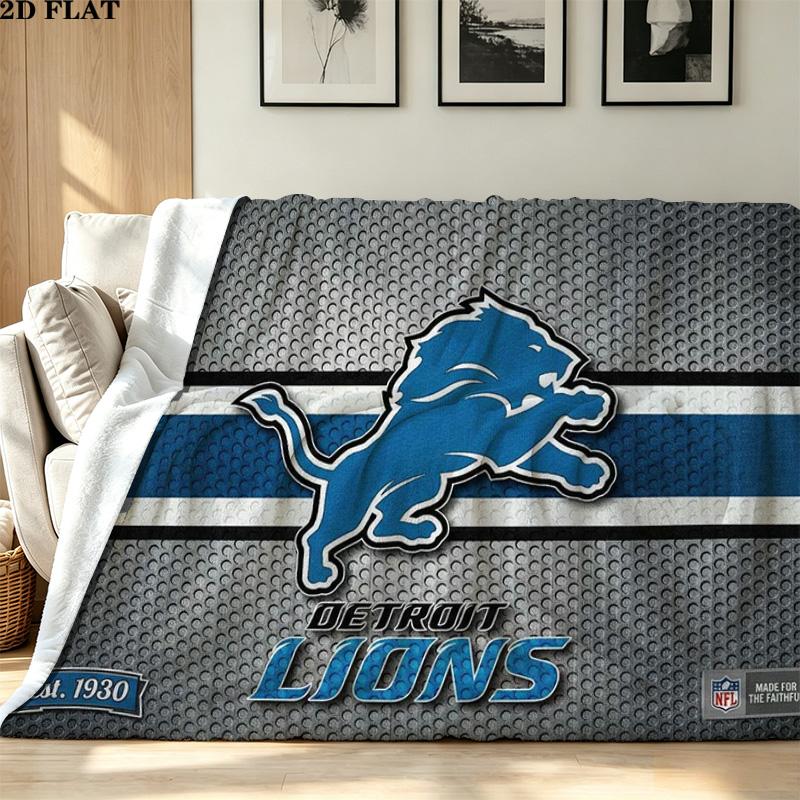 Detroit Lions Logo Print Flannel Blanket High Quality Warm Comfortable Cover for All Seasons Perfect for Gifts Home Decor