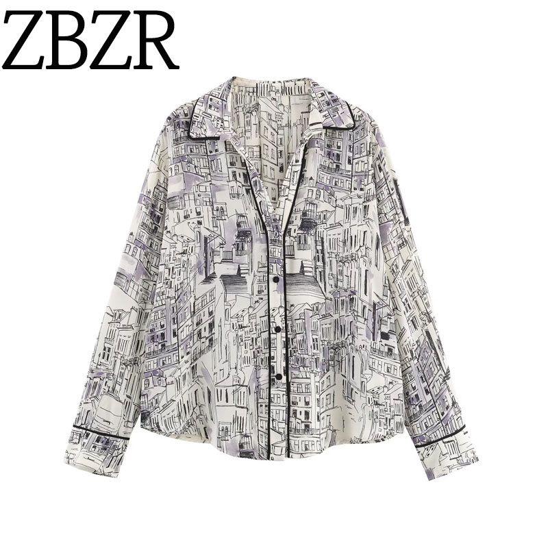 Za New Fall Women's Clothing 2025 Fashion Style Fashionable All-Match Trim Print Long Sleeves Shirt 9050222 070
