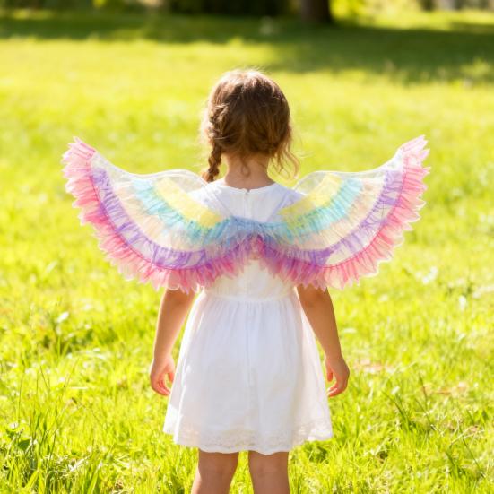 Angel Wings for Adults Kids Angel Feather Wings Costume with Elastic Straps for Halloween Christmas Cosplay Party