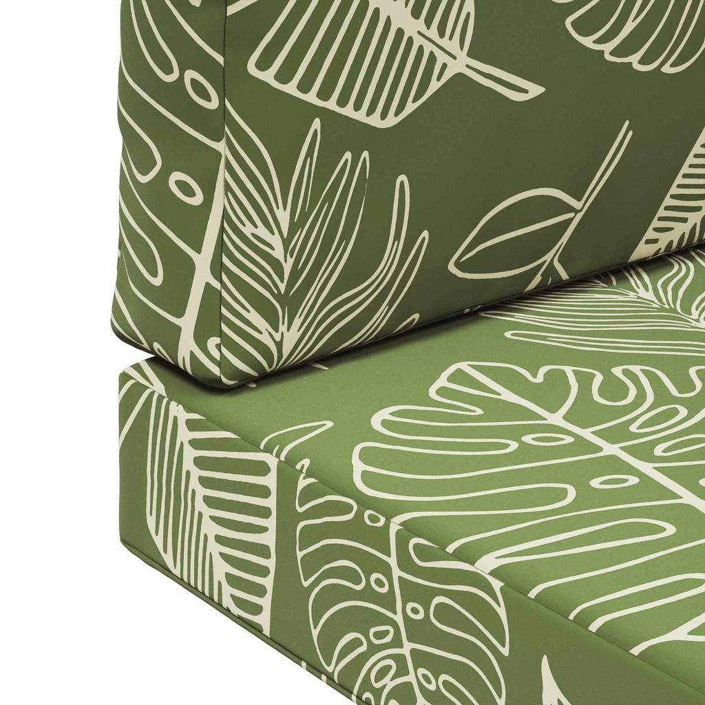 Outdoor Sofa Cushions 3 pcs Leaf Design Polyester