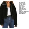 Lapel Women Jacket Winter Coat Thick Plush Solid Color Long Sleeve Zip Up Soft Warm Pockets Casual Elastic Cuff Outdoor Short Cold Weather