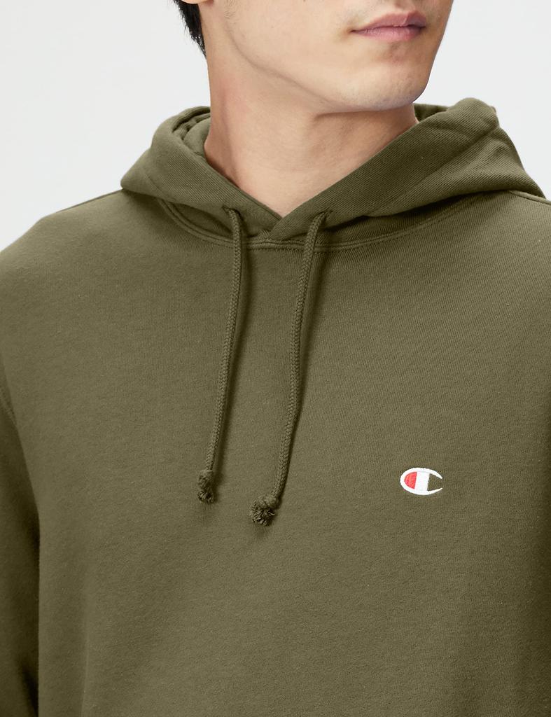 Champion Long Sleeve Fleece Hooded Sweatshirt with Embroidered Army Size S Men's Logo, Green, (C3-W101)