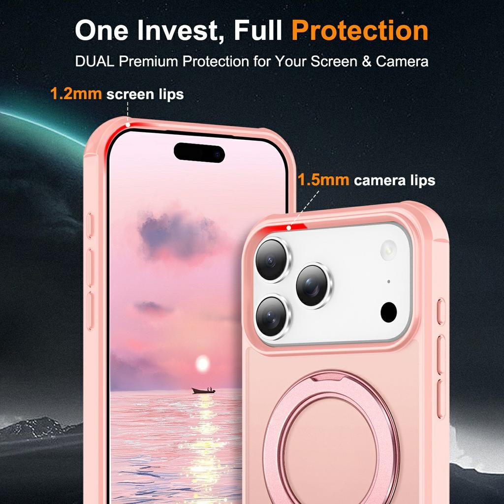 For iPhone 17 Pro Case Magnetic Kickstand TPU+PC Shockproof Hybrid Phone Cover