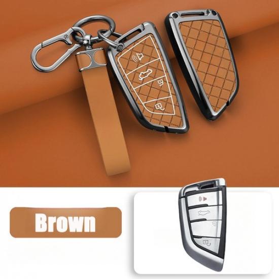 Zinc Alloy Leather Car Key Case Cover For BMW M5 2 3 4 5 6 X1 X2 X3 X4 X5 X6 X7 Brown B