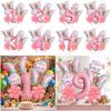 Palloncini Numerici Farfalle Rosa Materiale Foil Palloncini Fiore Happy Birthday 1-9 Palloncini Foil Forniture per Feste di Compleanno