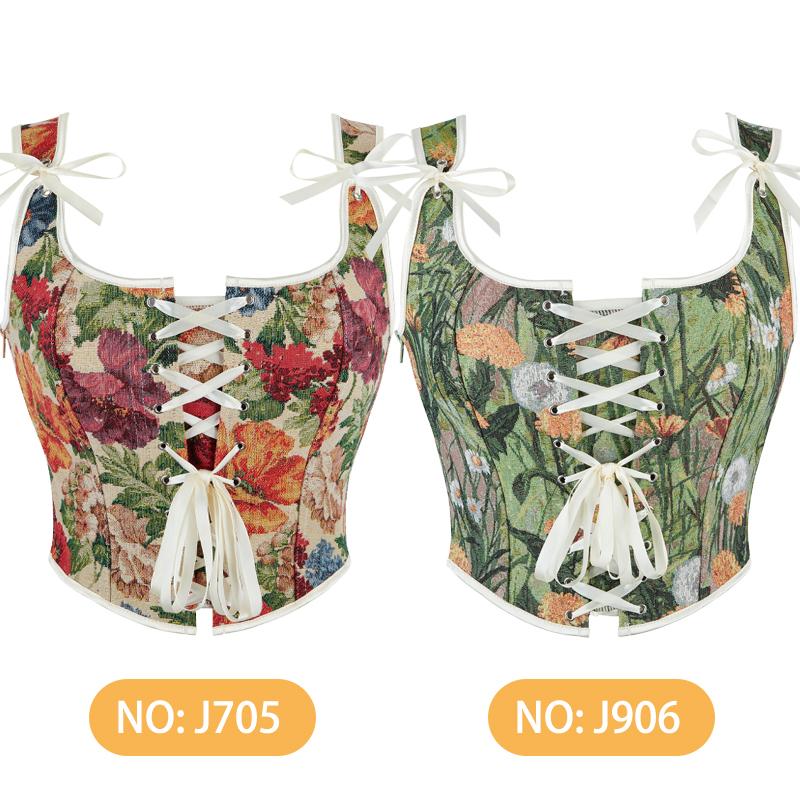 Various Styles Corset Tops for Women Renaissance Lace up Floral Shapewwear Overbust Boned Bustier Bodice
