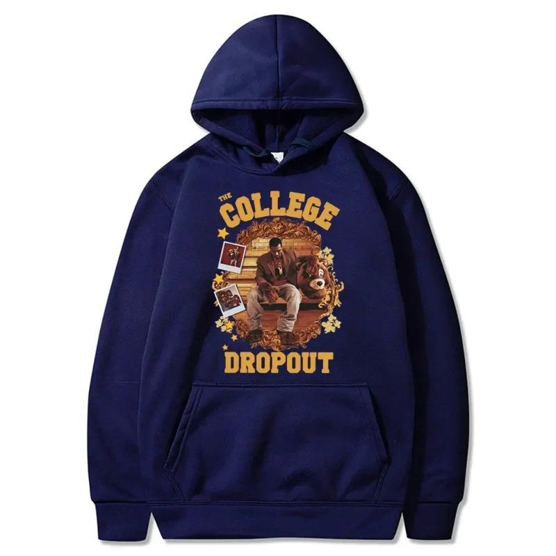 College Dropout Hoodie Kanye West Music Album Printed Sweatshirts Casual Oversized Hoodie Hip Hop Streetwear Men Clothing