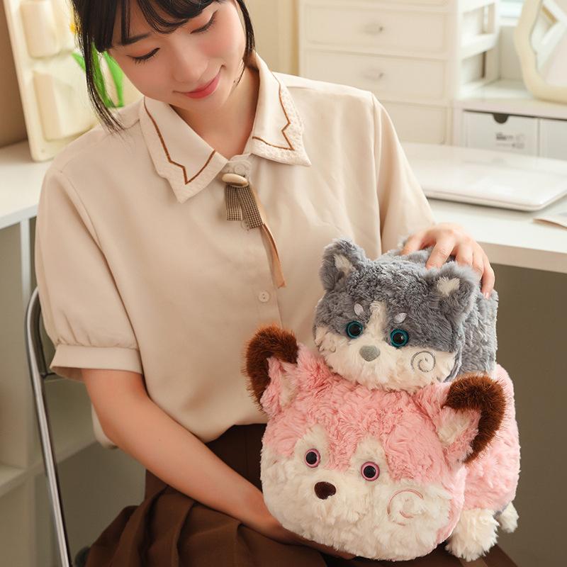 Creative Animal Flip Husky Turned Into Fox Doll Plush Toy Puppy Dog Doll Children'S Doll