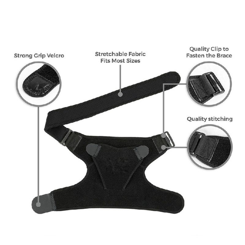 GOMETY Fascia Regolabile Per Spalla In Neoprene, Supporto Traspirante Per Lesioni, Dolore, Spalla Congelata, Uomo/Donna, Sinistra/Destra, Circonferenza Petto 79-139 Cm