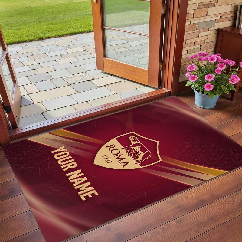 Crystal Velvet Rug Custom Name Text, Soft Non Slip Floor Mat Home DecorAS Roma