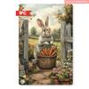 Tin Sign Retro Easter Rabbit Floral Wall Art Home Holiday Decor Metal Poster