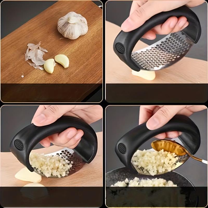 Stainless Steel Garlic Press Manual,No Charging Needed,Durable Metal Kitchen Gadget for Effortless Garlic Crushing,Essential for Home and Dorm Cooking