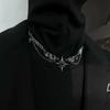 Gothic Dark Style Metal Wings Star Cross Thorny Heart Pendant Necklace Y2K Personalized Creative Punk Women Men Charm Jewelry