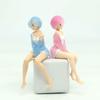 14CM Anime Re:Life in a different world from zero Figure Ram And Rem Pajamas instant noodles press Sitting Position Anime Model