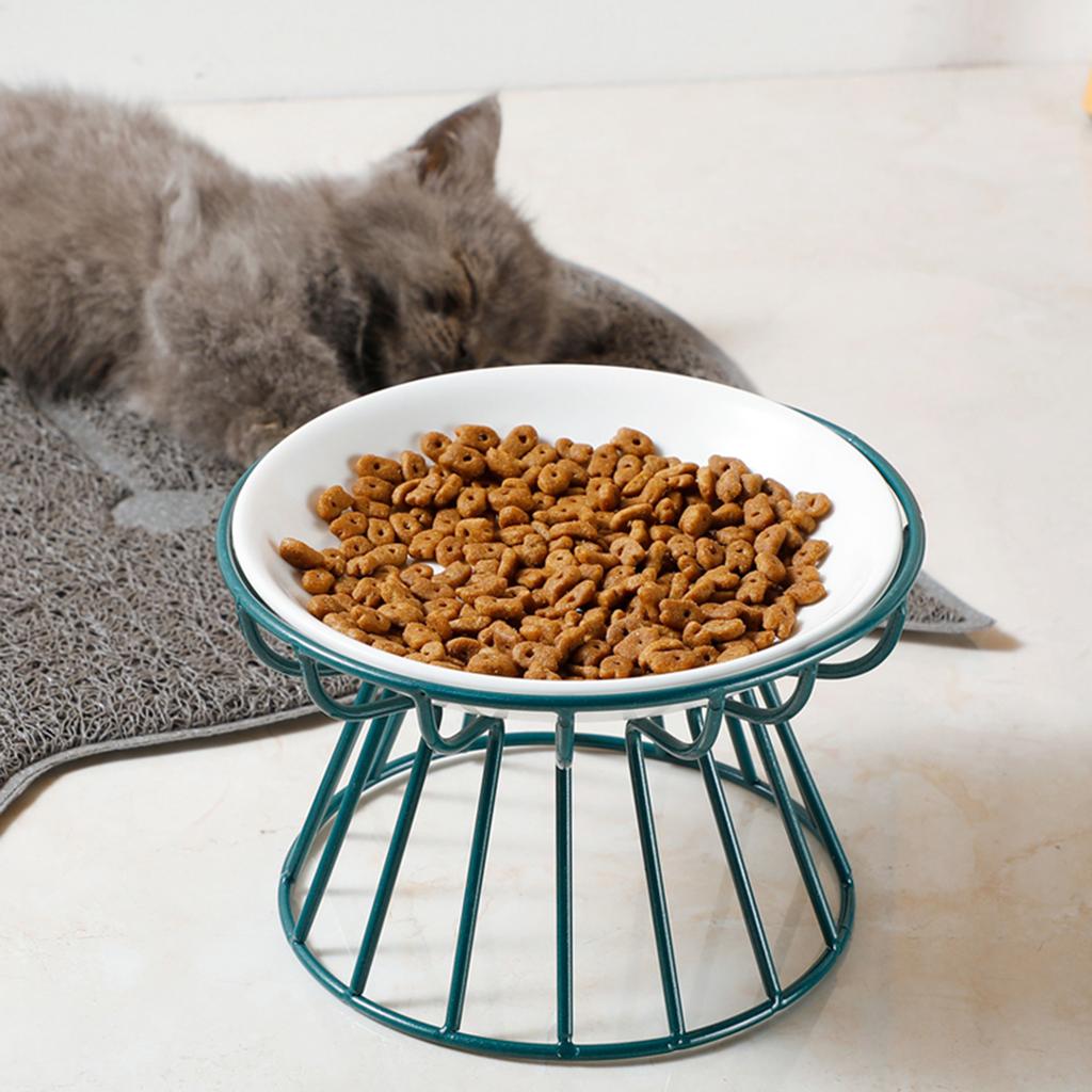 Pet Food Plate and Rack Set Whisker-Friendly Anti-Vomit Cat Plate Set for Cats and Small Dogs