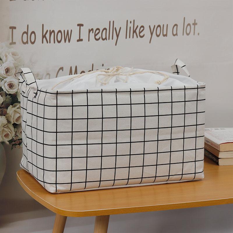 Großer Stoff-Aufbewahrungskorb mit Kordelzug, feuchtigkeitsbeständig, faltbar, Kleider- und Decken-Organizer-Box, Kordelzug, faltbarer Kleiderschrank, Aufräumtasche