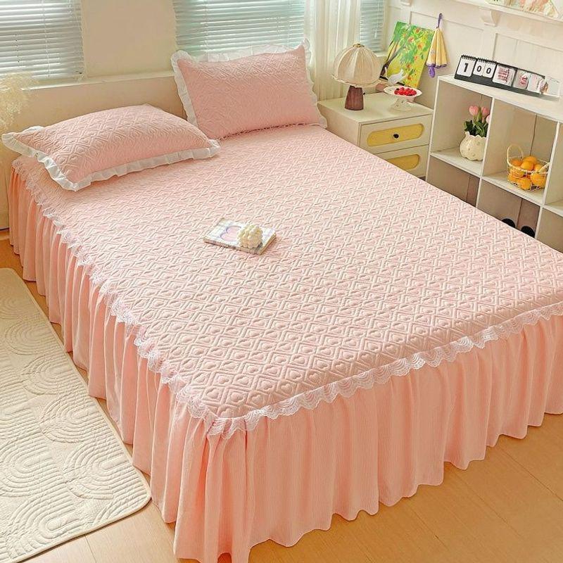 Quilted Anti-slip Korean Lace Bed Skirt - Princess Style Mattress Protector