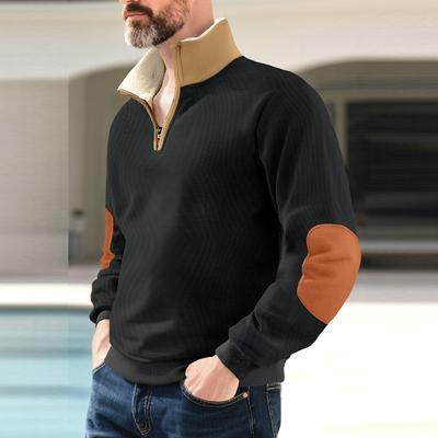 Herbst Winter Herren Half-Zip Patchwork Sweatshirts Langarm Lässige Mode Hoodies Harajuku Mode Pullover Sweatshirt