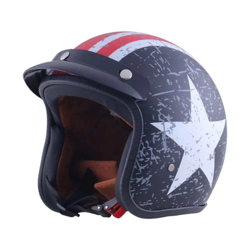 Retro Open Face 3/4 Motorcycle Helmet Motorbike Moto Motocross Vintage casco Cafe Racer Men Women DOT Approved Casque Capacetes