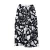 Women's Cotton-Silk Cartoon Pajama Pants, Summer Thin, Black & White Wide-Leg, Plus Size, Outdoor Beach Wear.