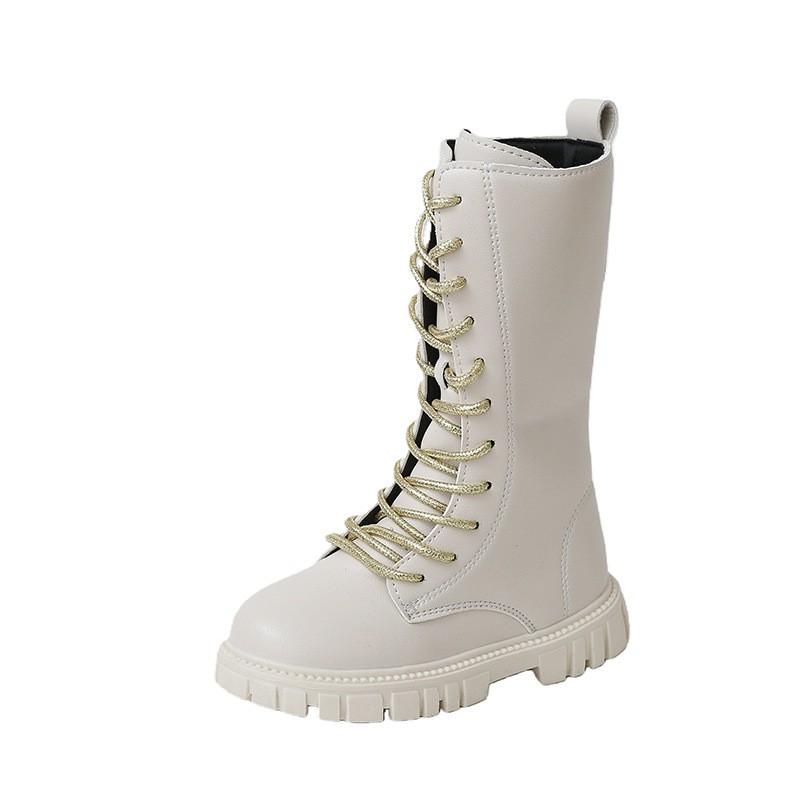 Kinder Mädchen High Shaft Martin Boots in Gold Weiß Schwarz Kleinkind Kind Mode Herbst Winter