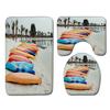 Beach View Bathroom Floor Mat Three-Piece Toilet Carpet Toilet Mat Set Door Mat Bathroom Non-Slip Mat