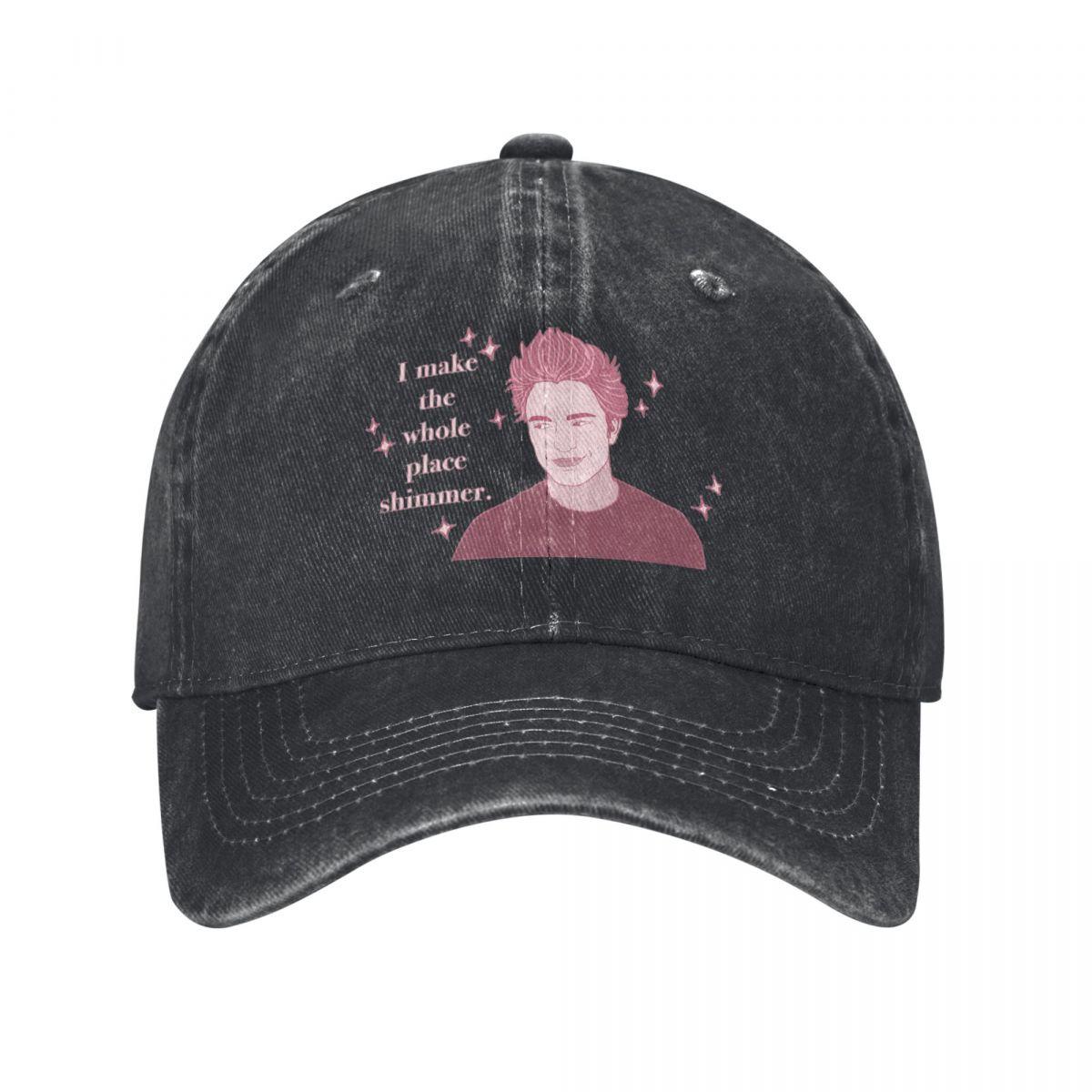 

Vintage Sparkly Edward Baseball Cap Unisex Distressed Denim Headwear The Twilight Saga Outdoor Summer Hats Cap One Size