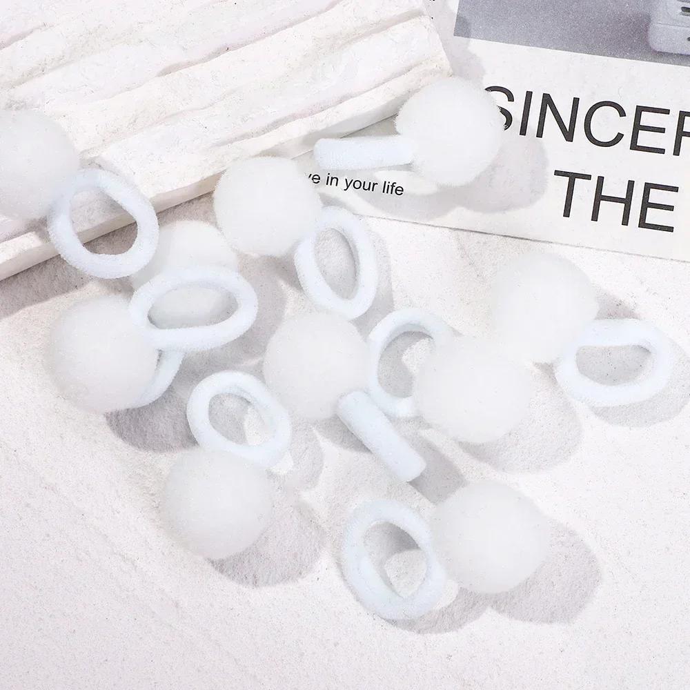 RAINBOW BOWS 10Pcs Elastic Hair Bands Plush Ball Rubber Band for Baby Girls Scrunchie Hair Ties Kids Baby Hair Accessories