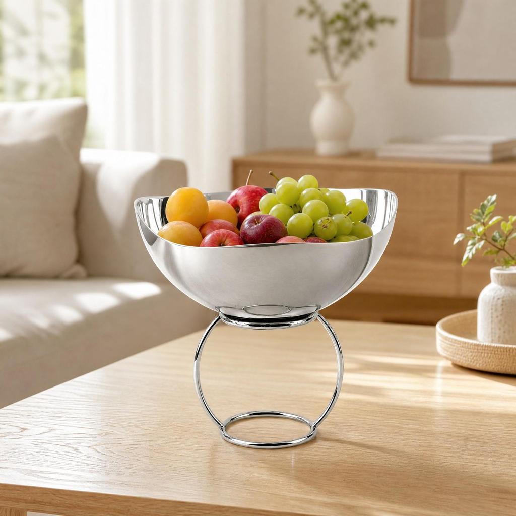 Stainless Steel Fruit Bowl Modern for Kitchen Counter, Entertaining Areas