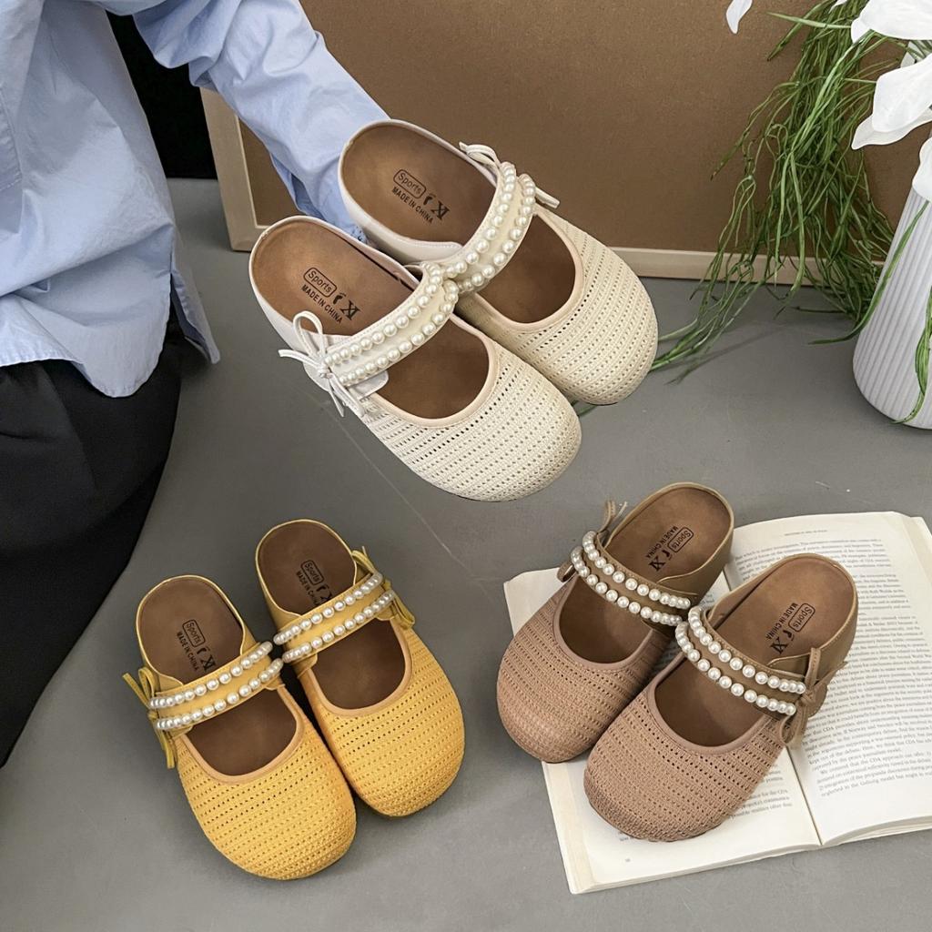 Thick-soled inner height-increasing Birkenstocks Bohemian bag head half slippers women's summer wear 2025 new one-pedal sandals