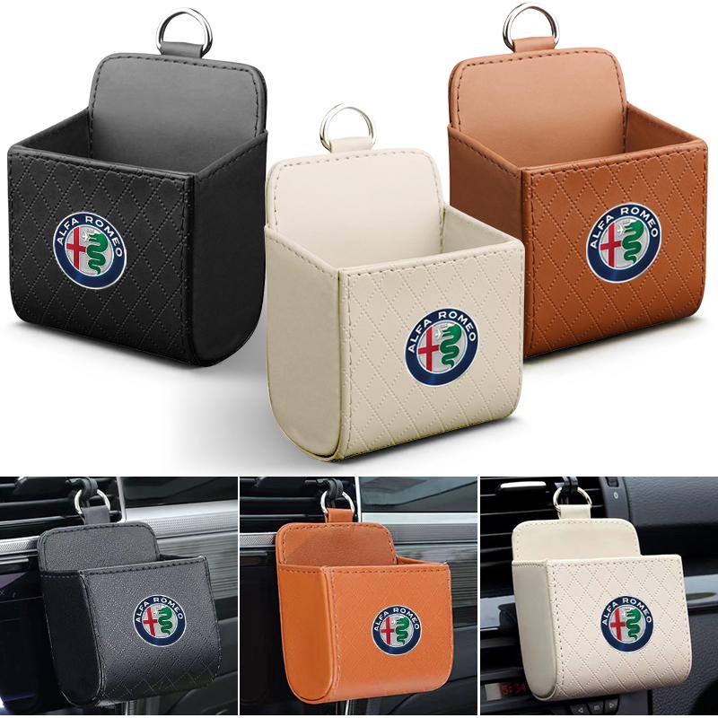 Car Interior Storage Bag Air Outlet Debris Bag Hanging Organizer Box for Alfa Romeo Giulia Giulietta MiTo Stelvio Tonale 4C 8C Disco Volante Gloria