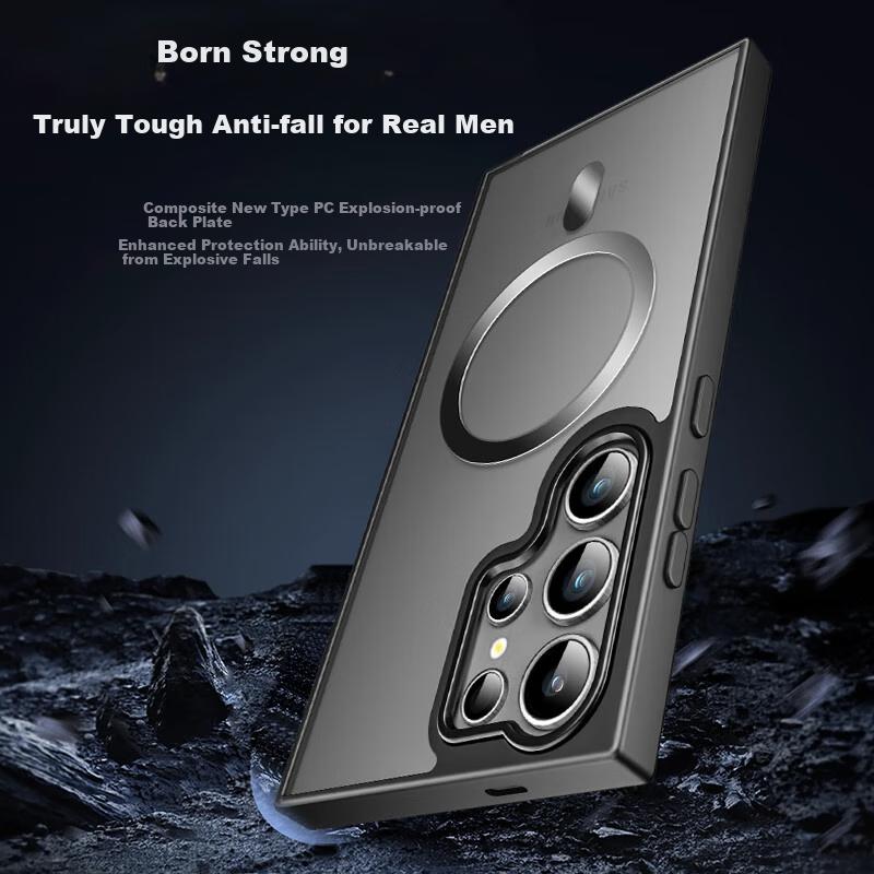 HotFire Magnetic Case for Samsung Galaxy S24 Ultra, Shockproof Full Camera Protection Anti-Fingerprint Protective Cover - Matte Black