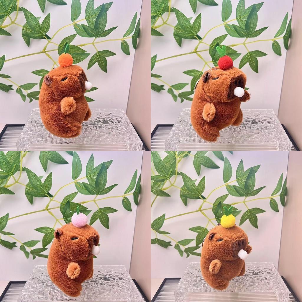 Blow Bubble Capybara Keychain Top Persimmon Kids Backpack Hanging Doll Plush