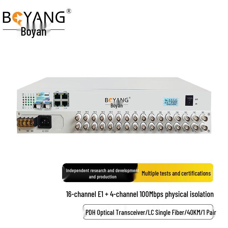 BOYANG PDH Optical Transceiver with 16E1 + 4FE, 1+1 Protection, 60KM LC SFP