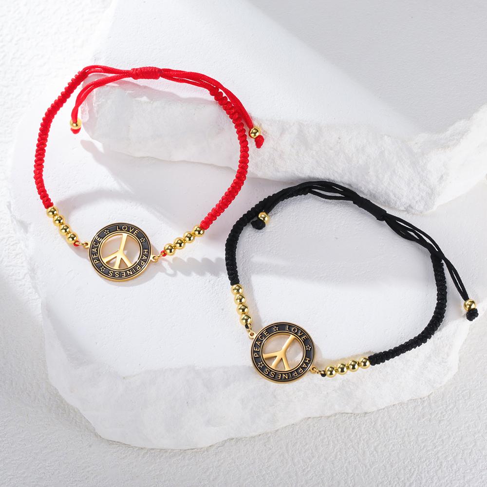 Dawapara Vintage Peace Sign Bracelet Peace Love Happiness Blessing Charm Couple Bracelet Stainless Steel Jewelry