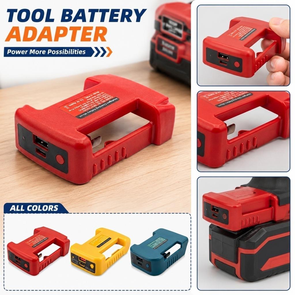 Tool Battery Adapter USB 3.0 Output 18W , Portable Charger Compatible with Most Cordless Tool Batteries with Belt Clip