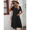 Fashion Loose Round Neck Short Sleeve Dress Pockets Solid Color Casual A-line Summer Dress Party Sweet Casual Simple Clothing
