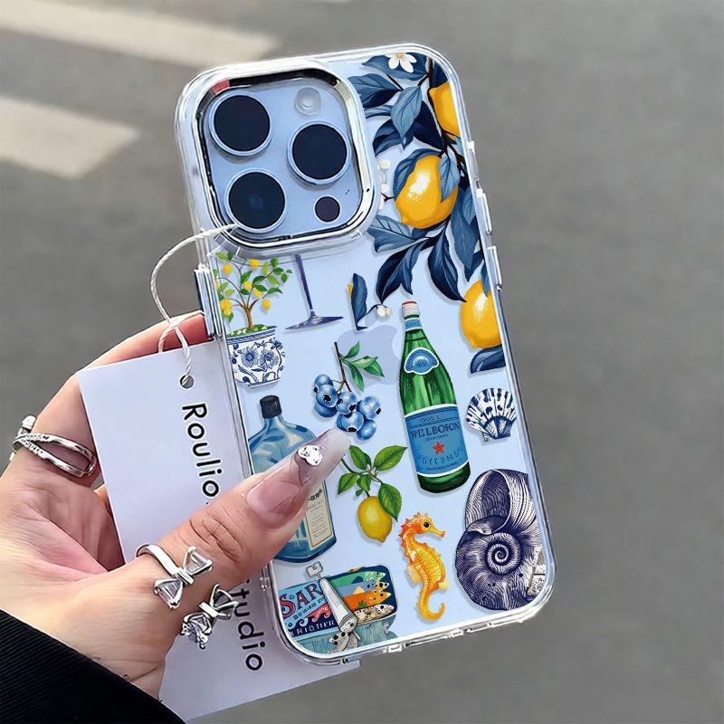 Phone Case For iPhone 11 12 13 14 15 16 17 Pro Max XS X XR 7 8 Plus 17E Air with A Summer Design Tropical Cocktail Pattern Cover