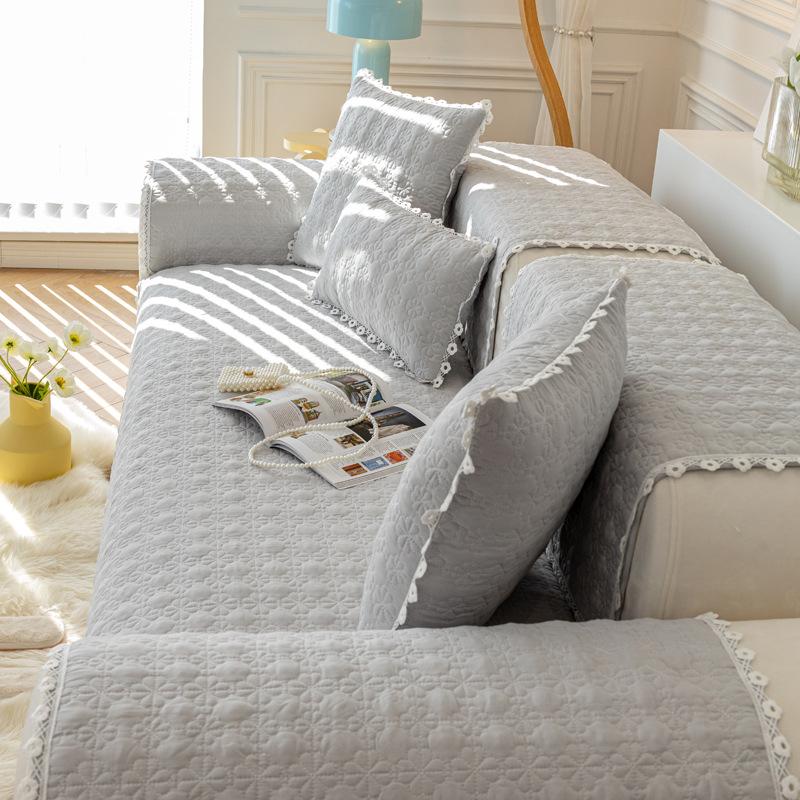 Sofa Cushion Four Seasons Universal Simple and Modern Fabric Craft Living Room Light Luxury Non-Slip Seat Cushion Sofa Cover Slipcover Thickened