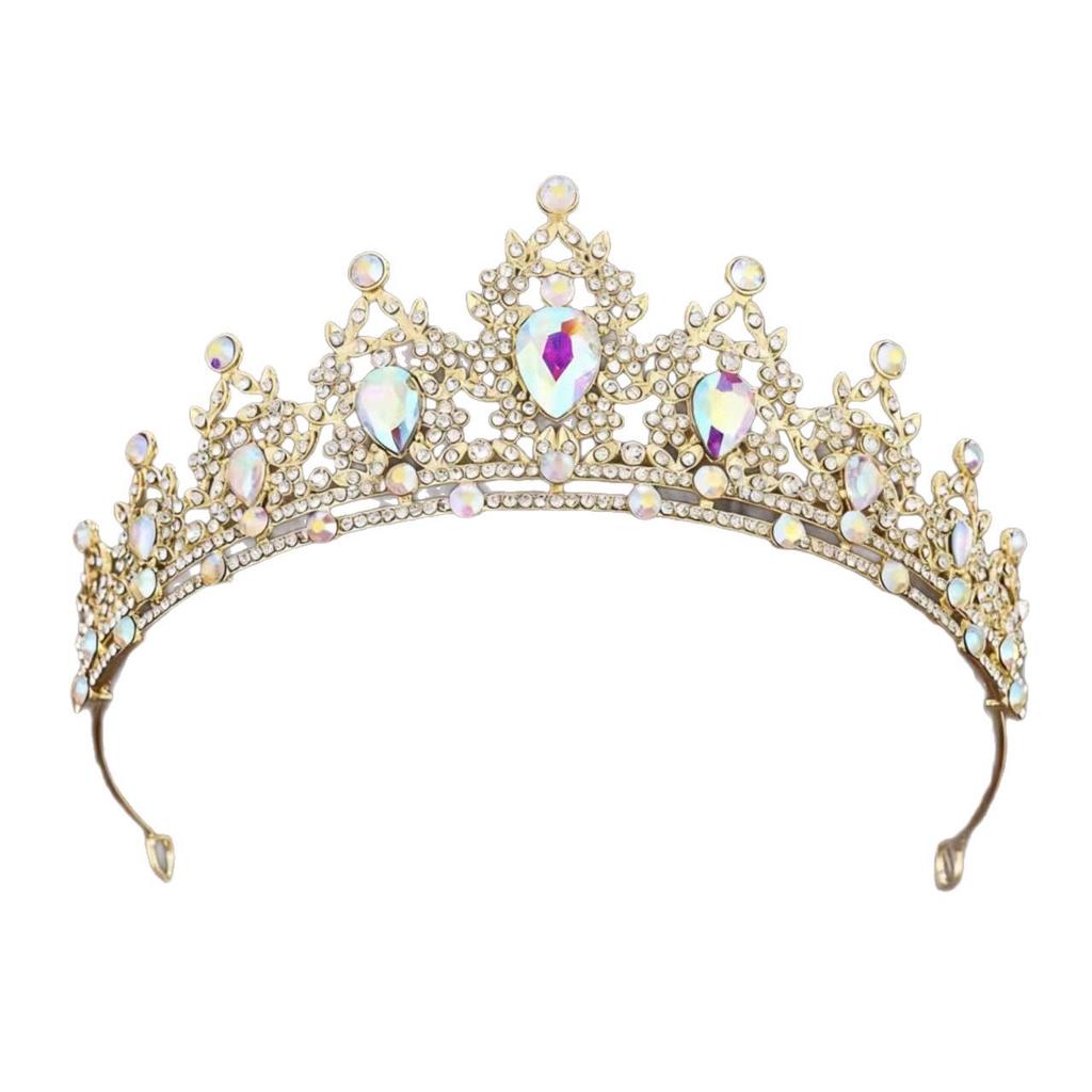 European & American Baroque Rhinestone Bridal Crown Headband - High-End Princess Wedding Gown Accessory