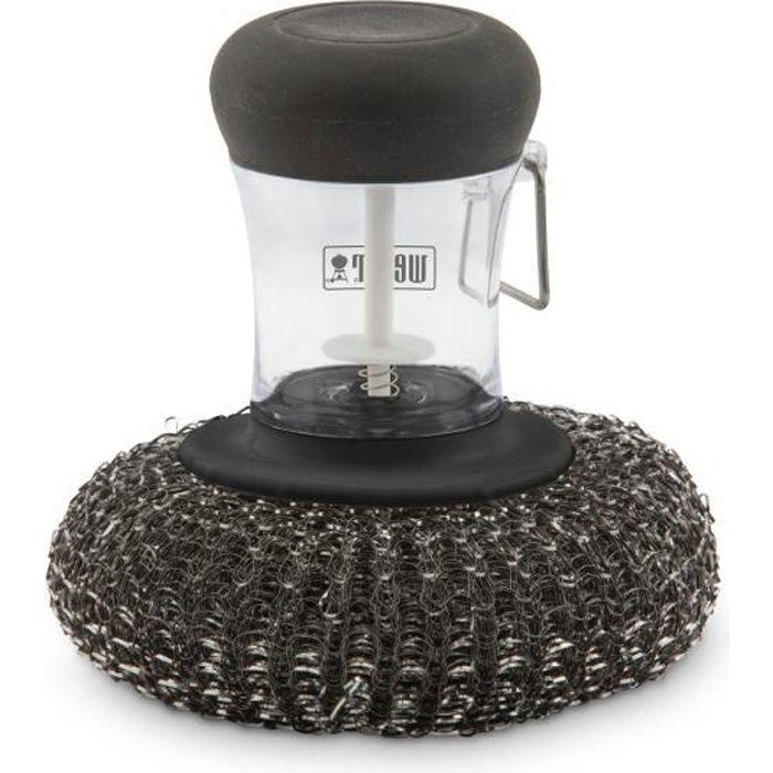 Eponge métallique pour plancha - WEBER - Idéale pour un nettoyage en profondeur - Doseur de savon intégré