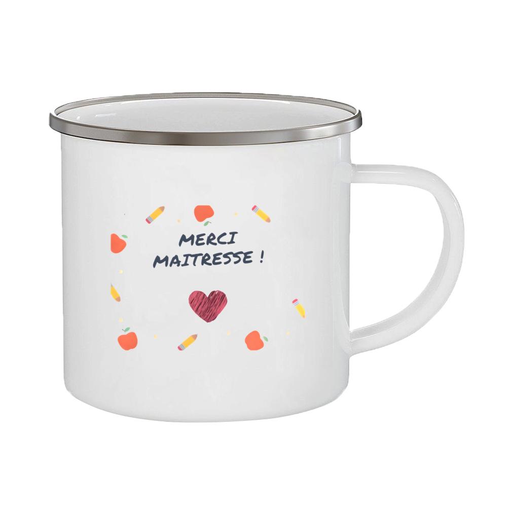 Merci Maîtresse Printed Mugs Coffee Cups Drinks Water Milk Cup Enamel Mug Gifts Idea for Teacher End of School Year Gift