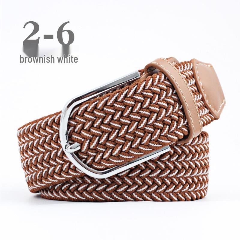 Korean Style Elastic Braided Canvas Belt with Pin Buckle for Men and Women