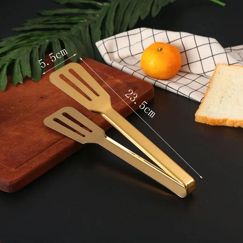 10-Styles Gold BBQ Food Tongs Stainless Steel Food Clip Cake Bread Grill Clamp Sugar Clip Ice Clip Utensils Kitchen Accessories