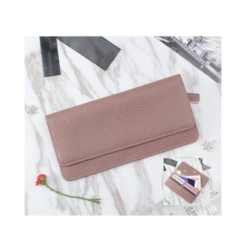 REMARSO Women's Long Wallet, Genuine Leather, High-Quality Leather, Card Slots, Slim, Simple Design (Black)